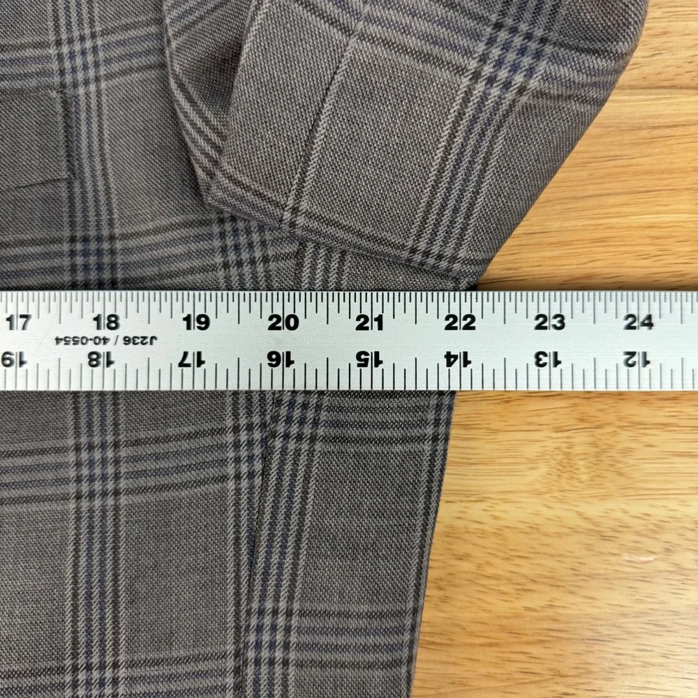 Jos A Bank Executive Mens 42 Short Brown Plaid Wool Two Button Blazer Sport Coat